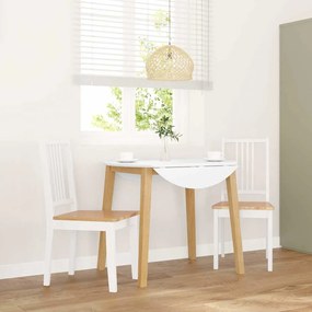 vidaXL Cadeiras de jantar 2 pcs madeira de seringueira maciça branco