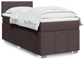 Cama com molas/colchão 90x190 cm tecido castanho-escuro