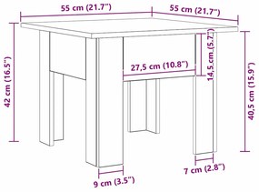Mesa de centro Carvalho preto 55 x 55 x 42 cm