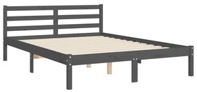 Estrutura de cama com cabeceira 140x190 cm madeira maciça cinza