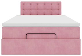 Estrutura de cama otomana com colchão 120x200 cm veludo rosa