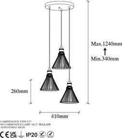 Chandelier Rozye – Dourado Brilhante – 41 x 41 x 124 cm