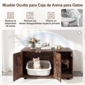 Móvel para Gatos com Compartimento para Caixa de Areia, 90 x 50 x 50 cm (CAIXA AREIA PLASTICA NÃO INCLUIDA), Arranhador Integrado, Castanho