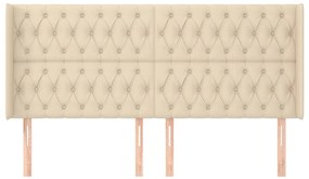 Cabeceira de cama c/ abas tecido 183x16x118/128 cm creme