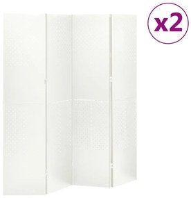 vidaXL Divisórias/biombos com 4 painéis 2 pcs aço 160x180 cm branco