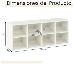 Banco sapateira com 8 cubos Armário de arrumação Estante de entrada Sala de estar Quarto Estante Carga 230 kg Branco