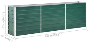 Canteiro elevado de jardim aço galvanizado 240x40x77 cm verde