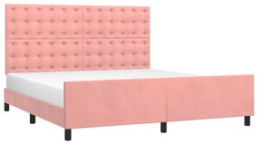 Estrutura de cama c/ cabeceira 180x200 cm veludo rosa