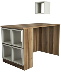 Secretária Box – Nogueira e Creme – 120x75x65 cm