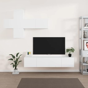 vidaXL Conjunto móveis de TV 7 pcs madeira processada branco