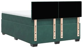 Cama com molas/colchão 160x200 cm veludo verde-escuro