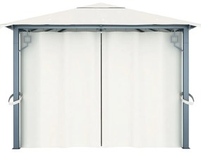 Gazebo com cortina 400x300 cm alumínio creme