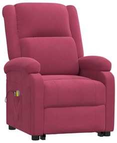 Poltrona elevatória de massagens veludo vermelho tinto