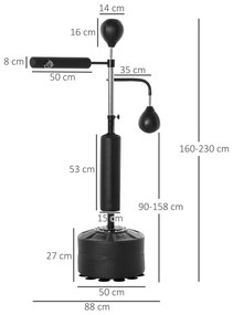 HOMCOM Punching Ball de Boxe com Altura Ajustável com 2 Bolas de Veloc