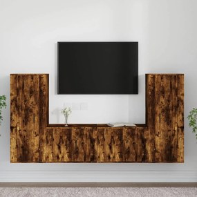 vidaXL Conjunto móveis de TV 4 pcs madeira processada carvalho fumado