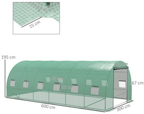 Estufa tipo Túnel 6x3x2 m Estufa de Exterior Com Sistema de Irrigação