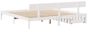 Cama sem colchão 180x200 cm madeira de pinho maciça branco