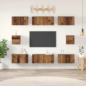 Conjunto de Estantes para TV 8 pcs Madeira antiga