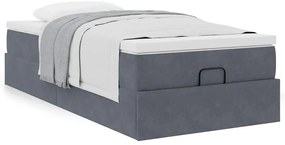 Estrutura cama otomana colchão 90x190 cm veludo cinzento escuro