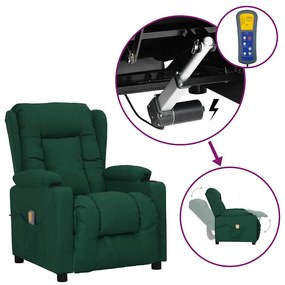 Poltrona elevatória de massagens tecido verde-escuro