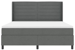Cama Box com colchão e LED cinza escuro 180x200 cm tecido.