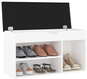 Banco sapateira + almofadão 80x30x47 cm contraplacado branco