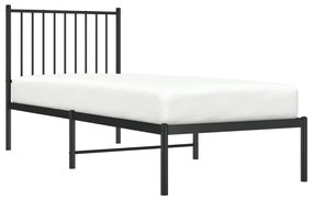 Estrutura de cama com cabeceira 75x190 cm metal preto