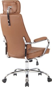 Cadeira de escritório Rako Couro Genuíno Castanho Claro
