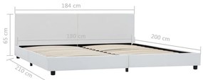 Estrutura de cama em couro artificial 180x200 cm branco