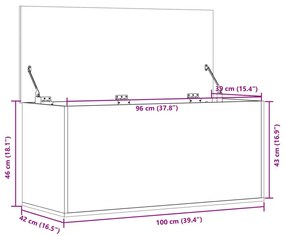 Caixa de arrumação 100x42x46 cm derivados madeira cinza cimento