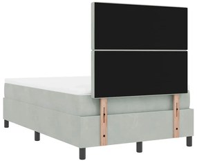 Cama Box com Colchão vidaXL Cinza Claro Pequena Dobrada Veludo