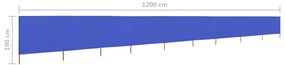 Para-vento com 9 painéis em tecido 1200x160 cm azul-ciano