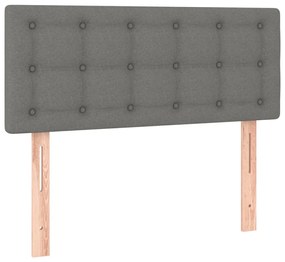 Cama box spring c/ colchão e LED 120x190 cm tecido cinza-escuro