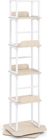 Estante Giratória para Livros de 5 Níveis, 40 x 40 x 148,5 cm, Rotação de 360°, Carvalho Branco