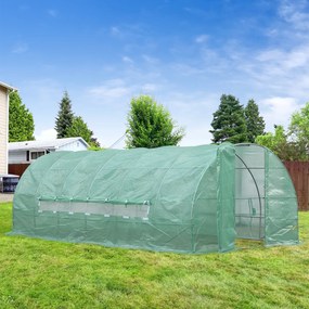 ® Estufa de Jardim e Quintal com 6 janelas para Cultivar Plantas e Verduras Coberta de PE 140g/㎡ Material de Aço - 6x3x2m