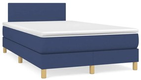 vidaXL Cama boxspring com colchão 120x190 cm tecido azul