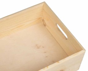 Caixa de madeira com pegas 40x30x13 cm pinho de madeira maciça