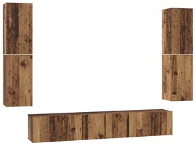 Conjunto de móvel de TV 7 pcs Madeira Antiga 80 x 30 x 30.5 cm
