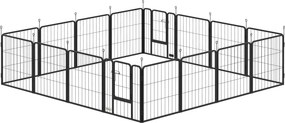 Parque para cães, parque para animais, 16 painéis, vedação portátil dobrável, segura, preta