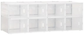 Armário Modular de Plástico Sapateira Modular com 8 Cubos Portas Magnéticas Organizador de Sapatos para Entrada Corredor Dormitório 28x36x21cm Transpa