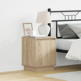 vidaXL Cabeceira com Luzes LED Carvalho Sonoma 39x34,5x50 cm