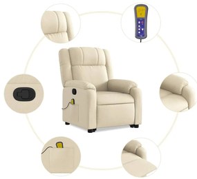 Poltrona elevatória de massagens tecido cor creme
