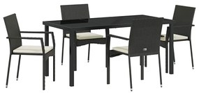 Conjunto de Jantar de Jardim 5 pcs Preto 160 x 80 x 73 cm