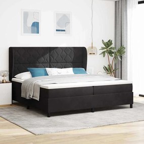 vidaXL Cama Box com colchão com cabeceira Preto 200 x 200 cm Poliéster