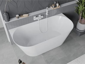 Mexen Oval Slim banheira independente encostada à parede 170 x 80 cm, branca, transbordamento branco - 52661708000-20
