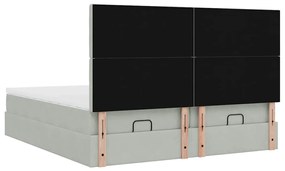 Estrutura cama otomana colchões 200x200cm veludo cinzento claro