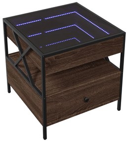 Mesa de centro luzes LED Infinity 50x50x51 cm carvalho castanho