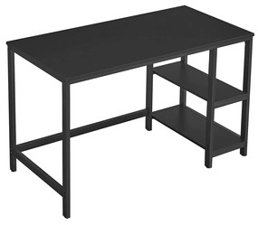 VASAGLE LWD047B16 Mesa de computador Mesa de escritório Mesa de escritório com 2 prateleiras no lado direito ou esquerdo para sala de estar de escritório Estrutura de aço Industrial Design Preto