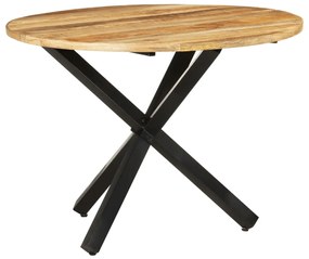 Mesa de jantar redonda 100x100x75cm madeira de mangueira áspera