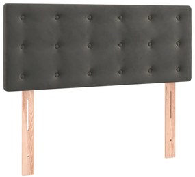 Cama box spring c/ colchão/LED 80x200 cm veludo cinzento-escuro